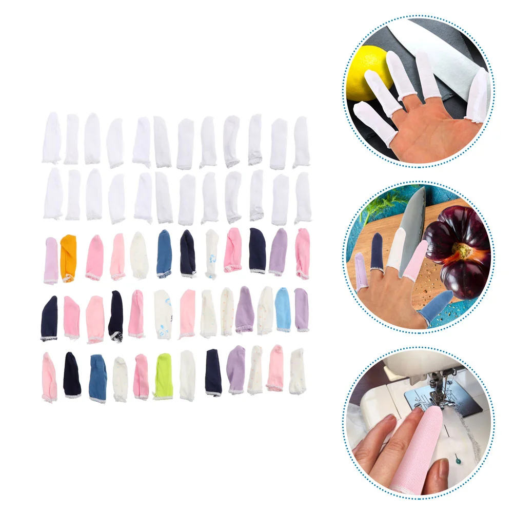 100 Pcs Thumb Protector Anti- Cut Fingertips Reusable Protectors Splint Bandage Cushion Cracking Cots Gel Pure Cotton