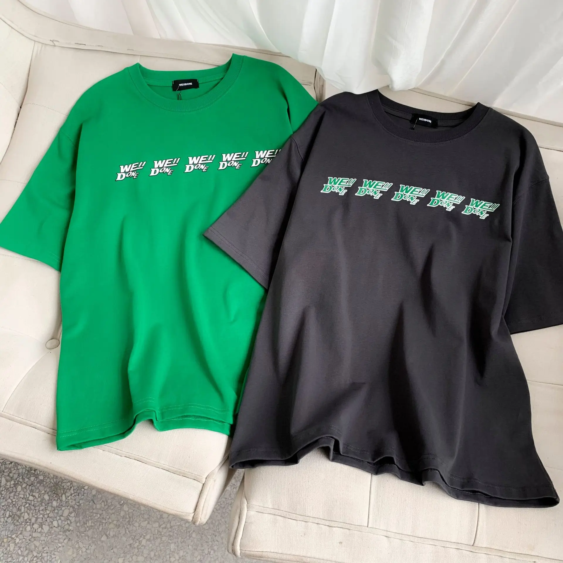

We11done Fashion Men And Women T-shirt 100% Cotton High Street Hip Hop Unisex Letters Tee Women Casual T-shirts