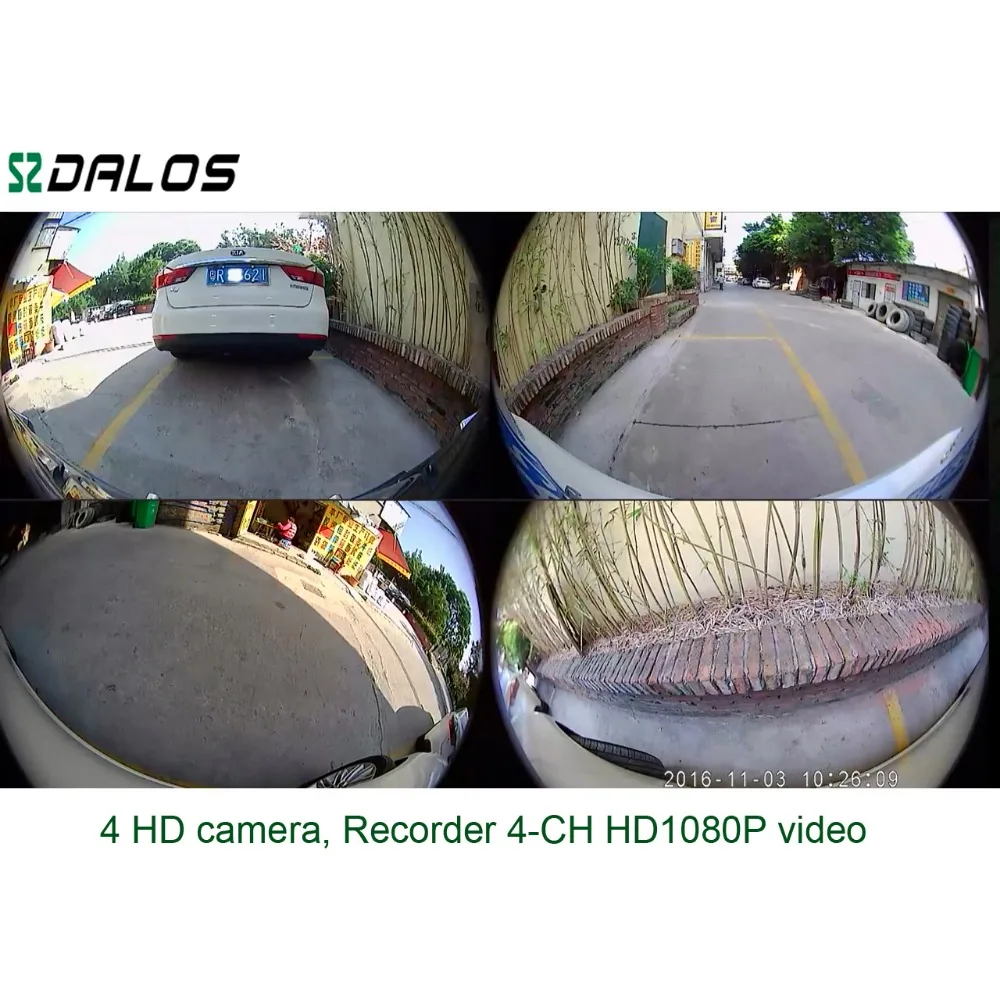 Фото Система парковки SZDALOS 3D HD 360 с функцией распознавания птиц, 4-канальный видеорегистратор HD 1080P, рекордер с G-сенсором и системой наблюдения за ... №4