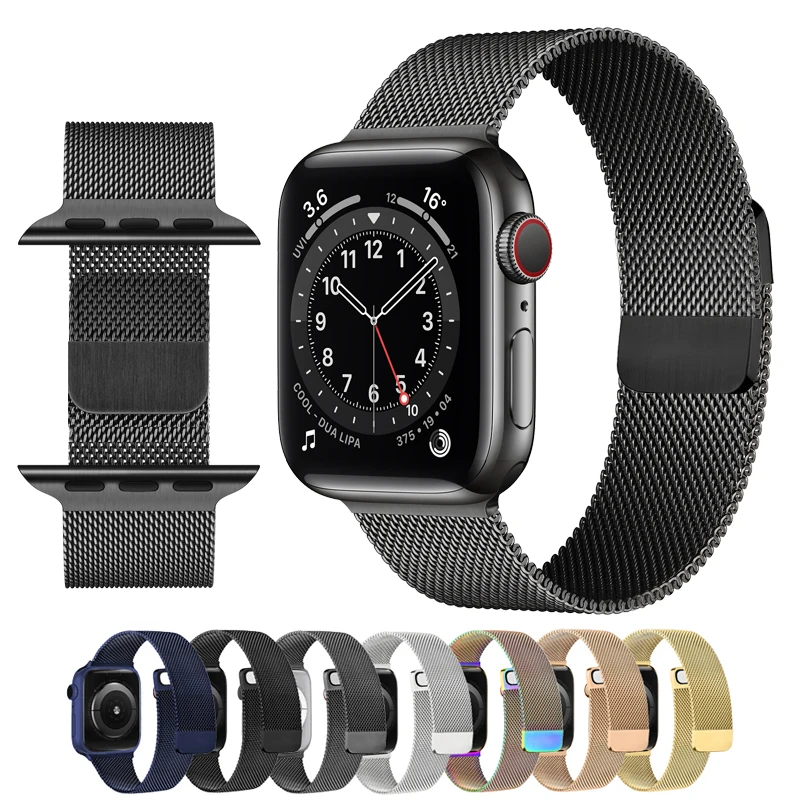 

Magnetic Loop Strap For Apple watch 7 Band 41 mm 45mm 42mm Stainless steel Metal belt correa bracelet iWatch 4 5 se 6 40mm 44mm