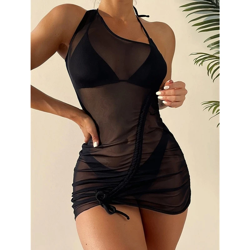 

2022 New Lace Up High Waist Sexy Bikini Three Piece Swimsuit Cover Ups For Swimwear Coverups For Swimwear Women Clothing Sets