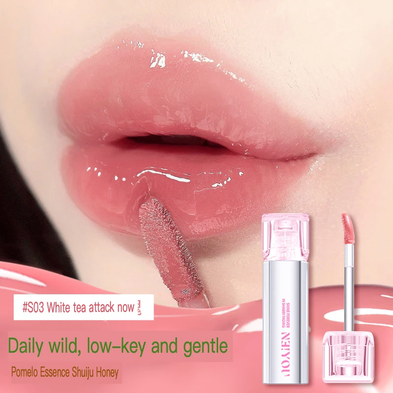 Фото Блеск для губ Gloss Essence Water Glossy, увлажняющий уход, эффект стеклянных губ, помада с зеркальным эффектом, нюдовый оттенок NEIYOU №4