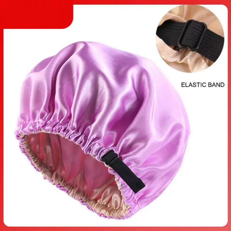 

Новая плоская шапка для ванны, шапки для волос из искусственного шелка, аксессуары для укладки, атласная шапка для сна, домашняя регулирующа...