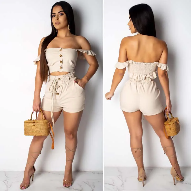 

Summer Fashion Two-Piece Set Women's Sexy Bra Top Shorts Casual Hholiday Two-Piece Suit Women