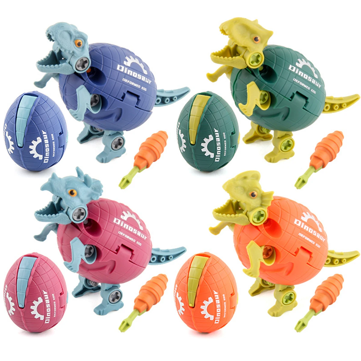 

4pcs Take Apart Dinosaur Egg Toys with Manual Screwdriver Dinosaur Egg Transformation Toy Early Educational Assembly Dinosaur