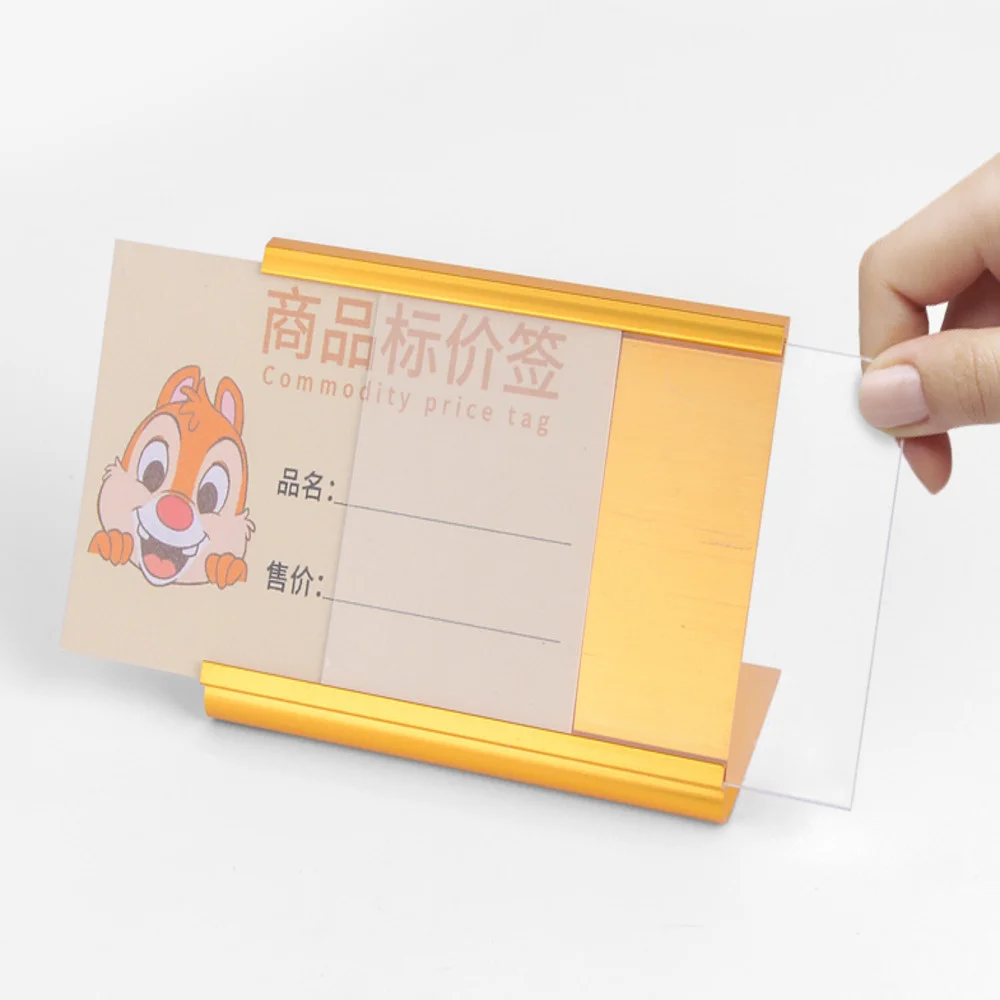 L-type Rounded Corners Right Angle Aluminum Alloy Price Tag Desktop Sign Shelf Table Pop Advertising Label Display Card Frame |