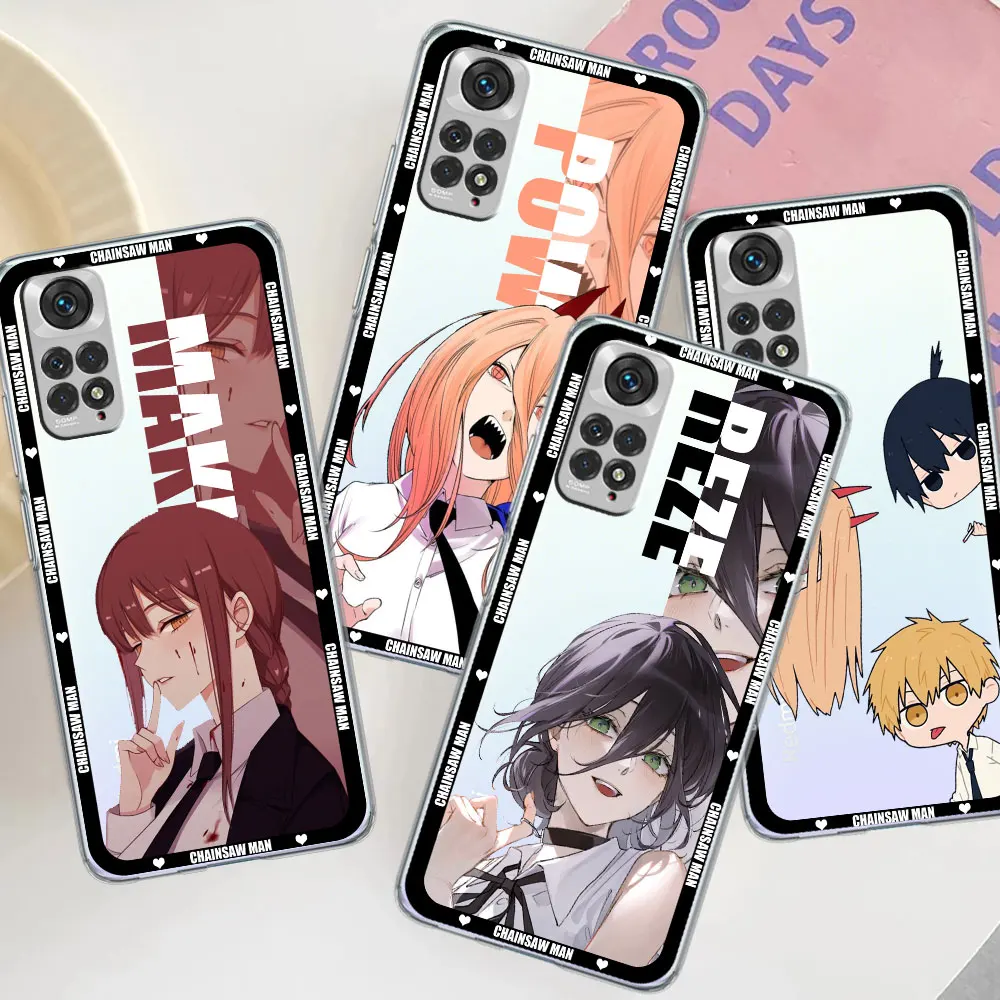 

Smartphone Case for Xiaomi Redmi Note 12 10 11 Pro 5G 9s 9 8 7 10S 11S k40 12C 9C 9A 10C 11E Soft Fundas Anime Chainsaw Man