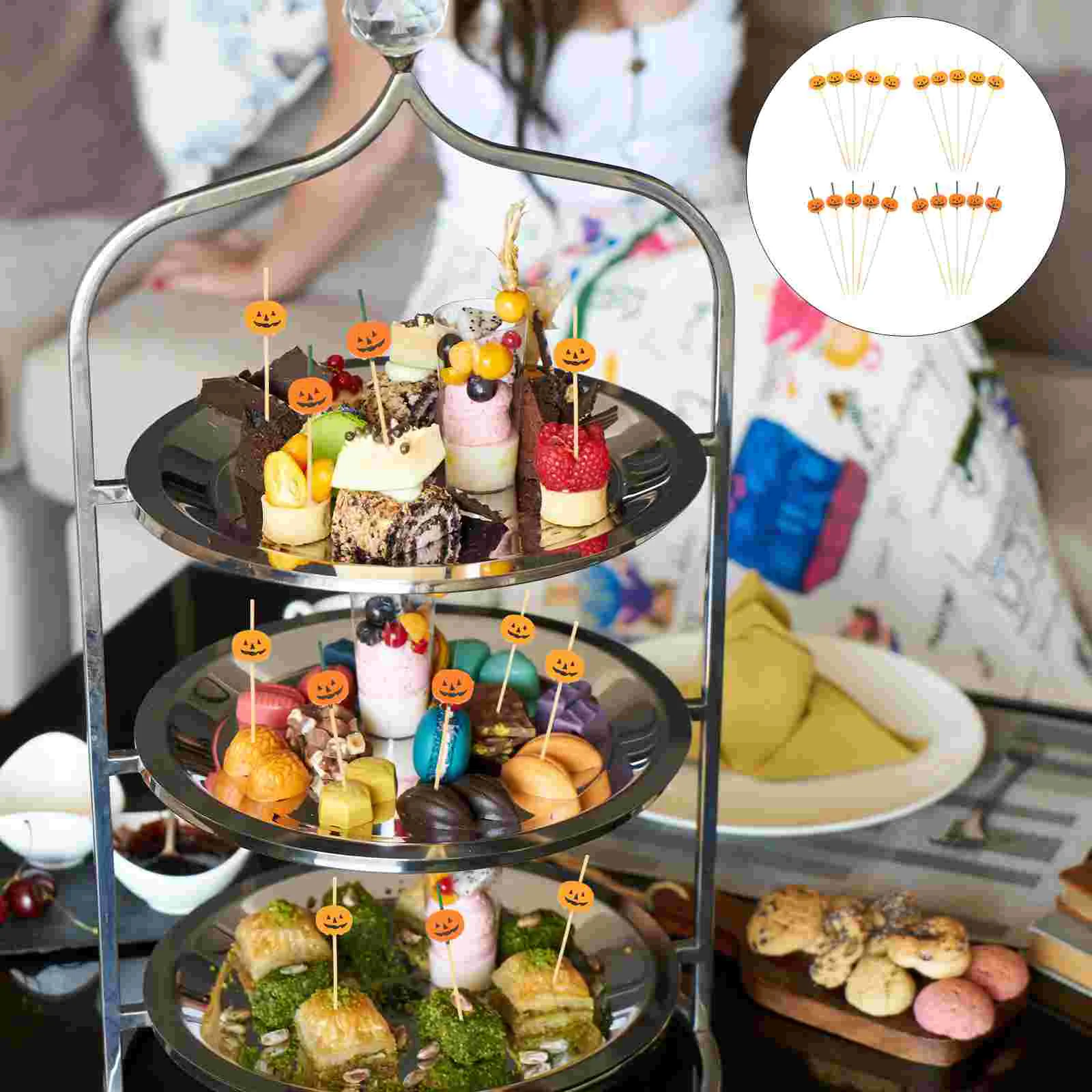 

Picksstickscocktail Toothpicks Pumpkin Appetizer Fruit Cupcake Decorative Skewers Fruits Snack Toppers Cake Pickbamboo Vintage