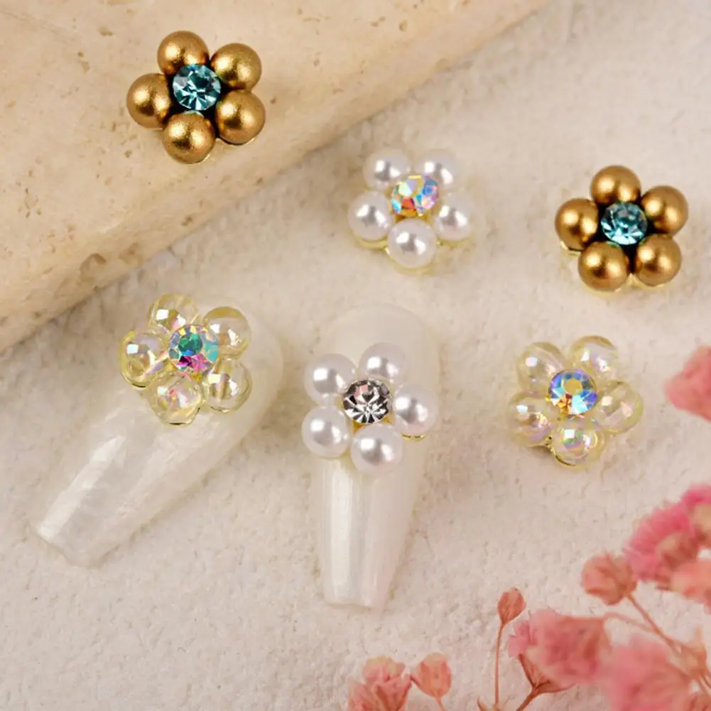 

5 шт., подвески для ногтей в форме цветка