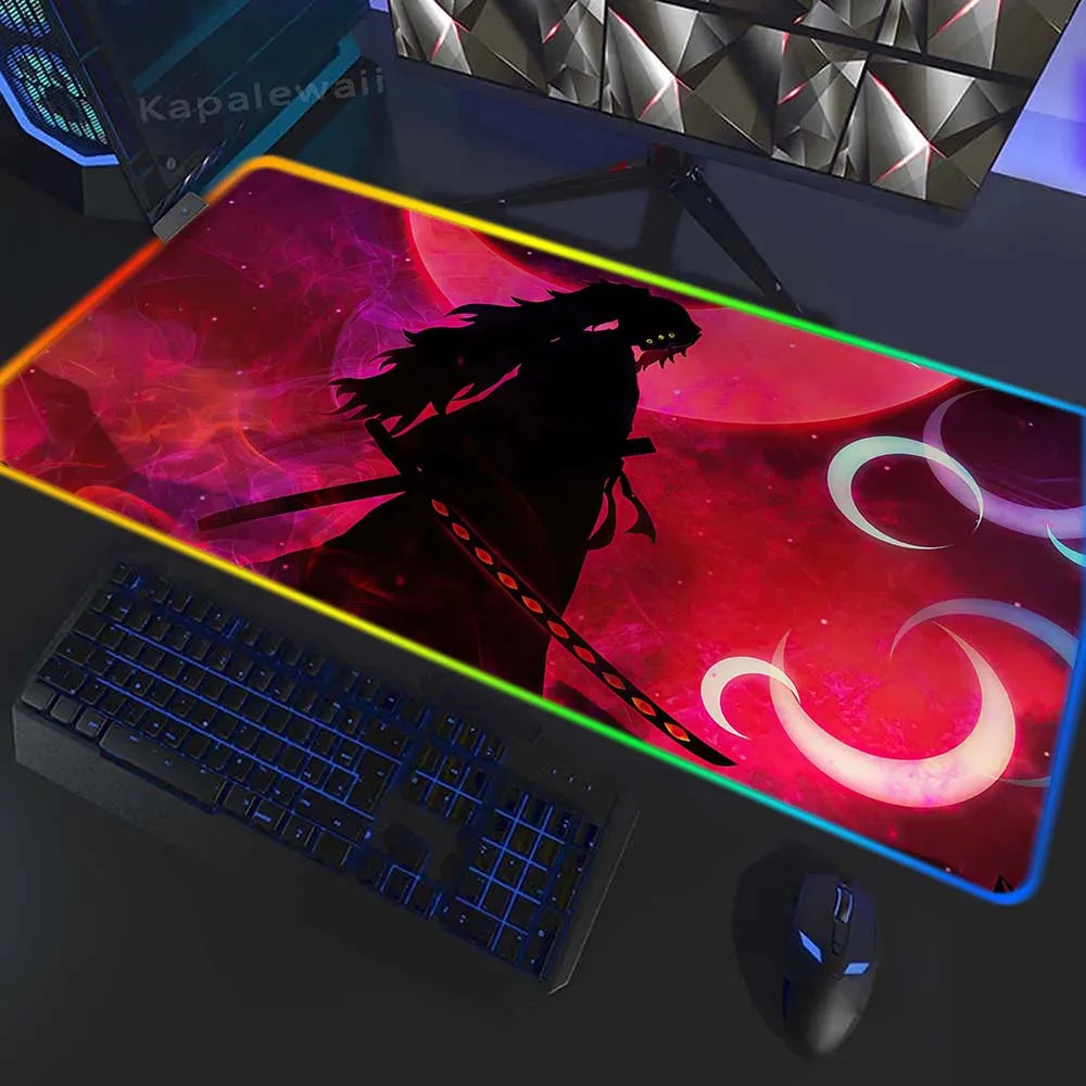 

Gamer Mousemat Large Mouse Mat RGB 80x30cm Keyboard Mat Pc Desk Mat Demon Slayer LED Gaming Mousepad Big Desk Pad XXXL Mouse Pad