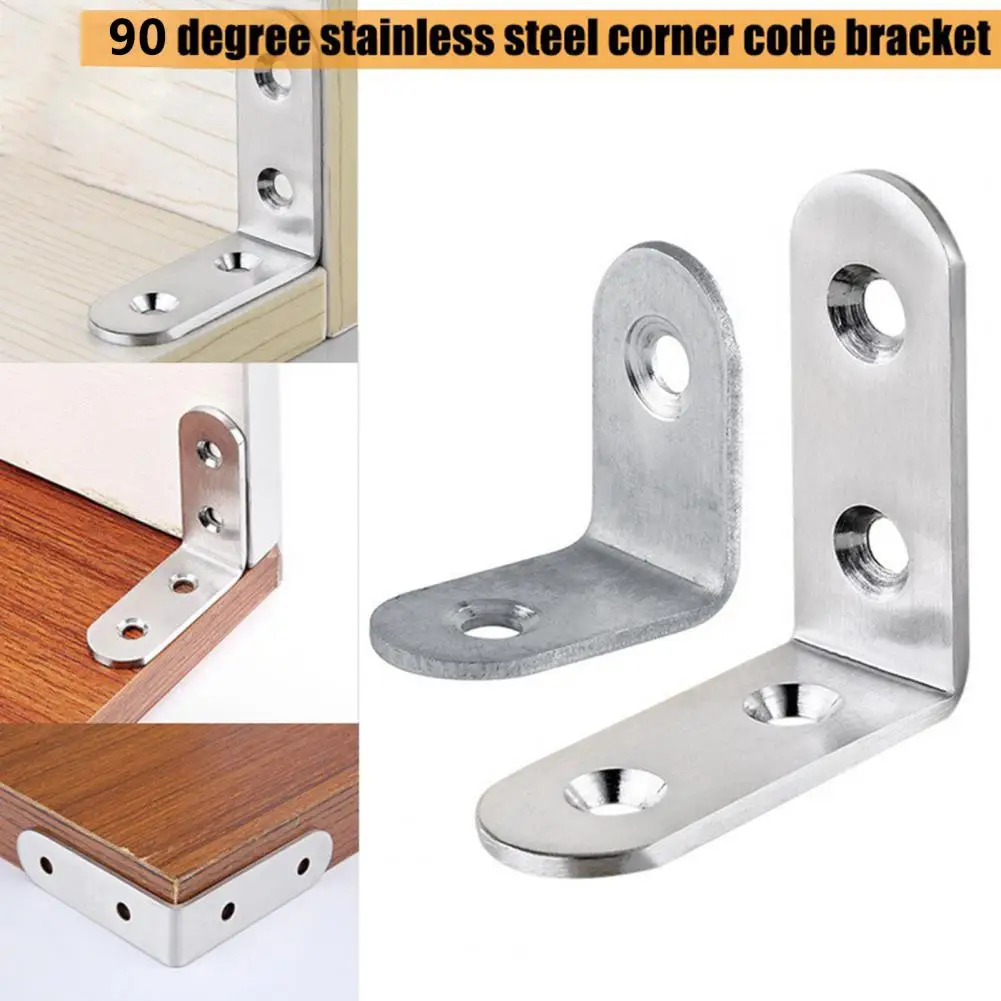 

10Pcs Practical Right Angle Brace Stainless Steel Angle Bracket Eco-friendly Durable Anti-scratch Corner Support Sturdy