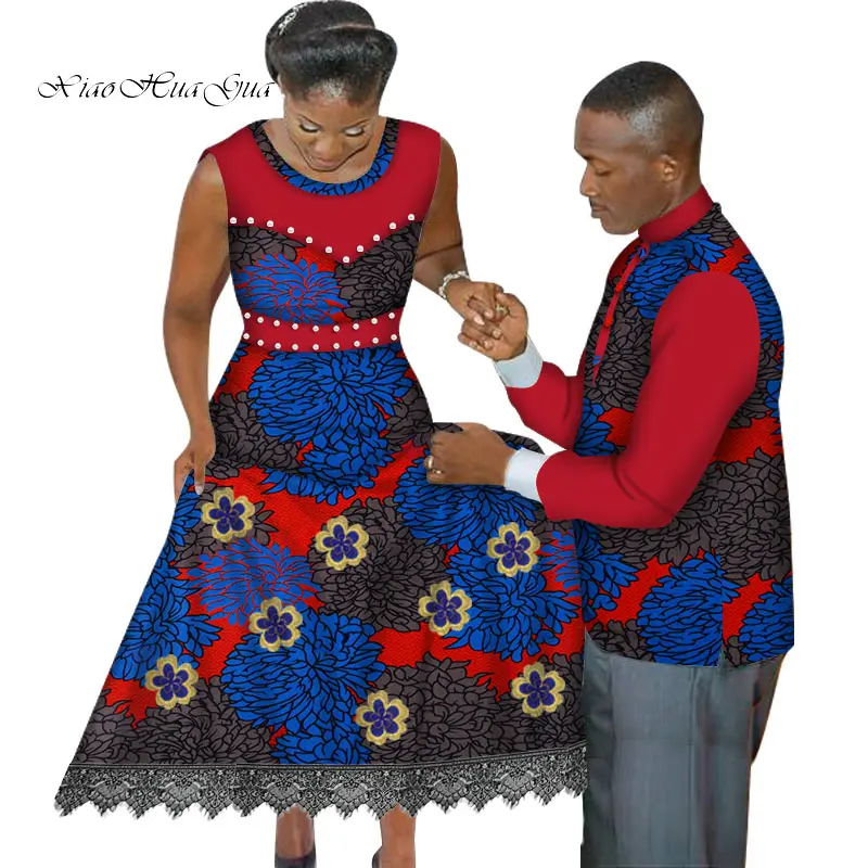 African Clothes for Couple Wedding Party African Dresses for Women African Dashiki Shirt for Men Couple African Clothing WYQ483