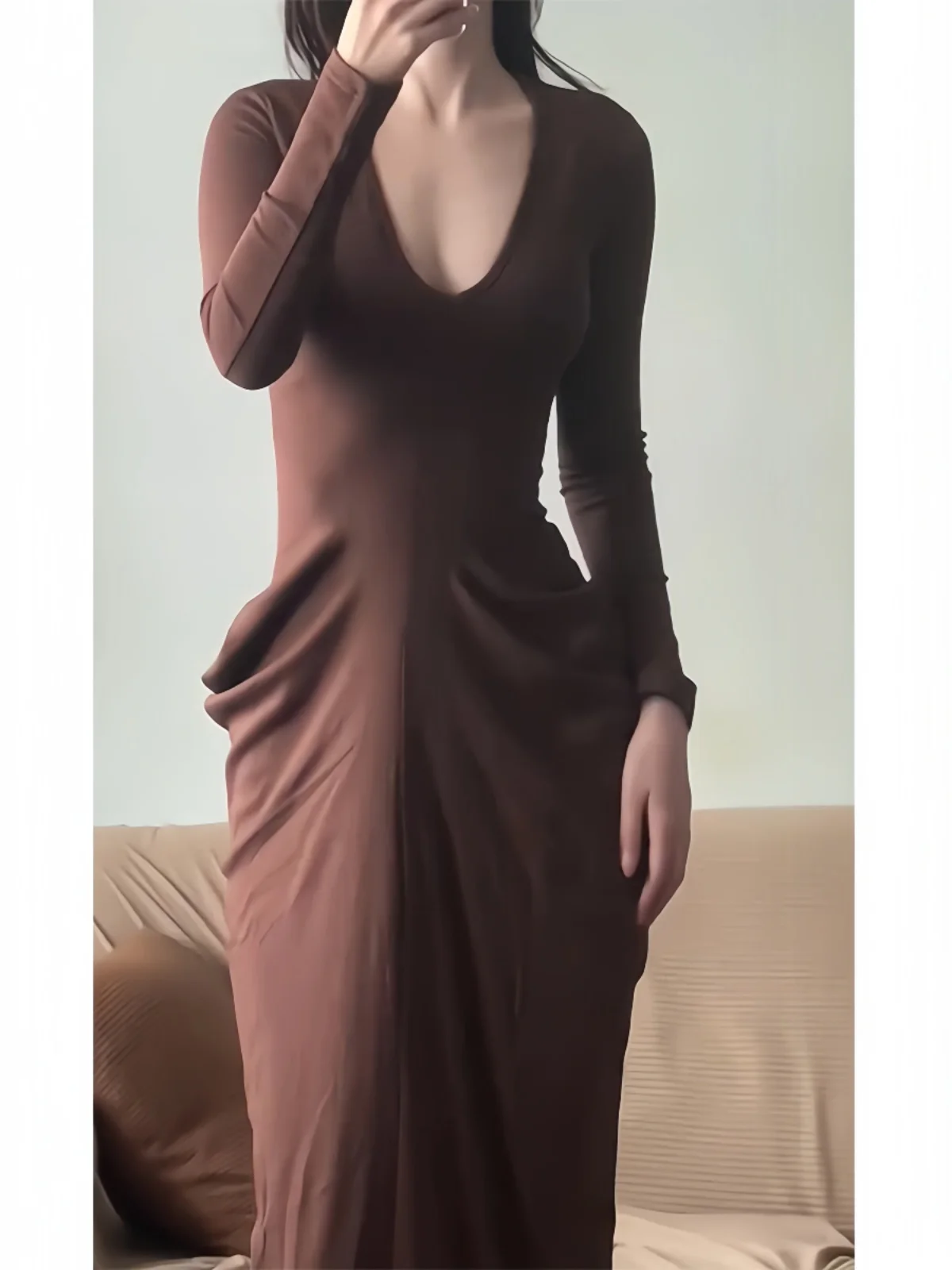 Французское платье Gyaru сексуальное облегающее талию с v-образным вырезом и