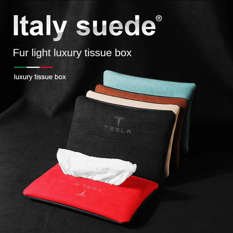 

Suede Car Interior Accessories Paper Towel Box Is Suitable For Tesla Model 3 Model Y Model S
