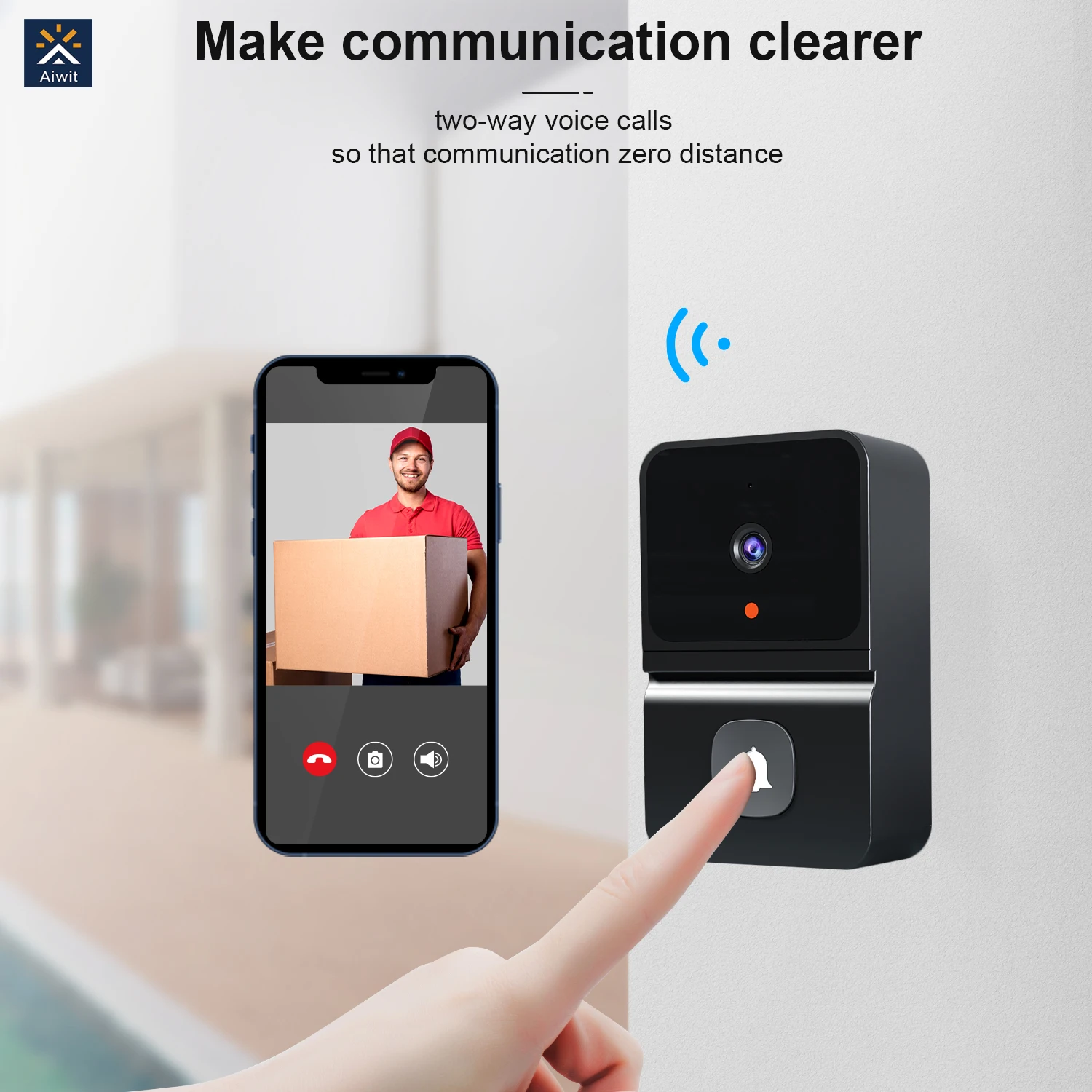 Cloud Storage Wireless WIFI Doorbell With Chime Visual Door Phone  Intercom Peephole Viewer enlarge