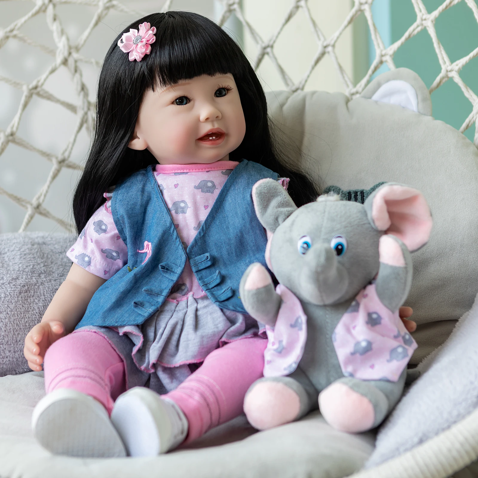 

FBBD 24inch Reborn Toddler Girl Doll Princess Teegan Lifelike Smile Baby Toys for Children Christmas Gift