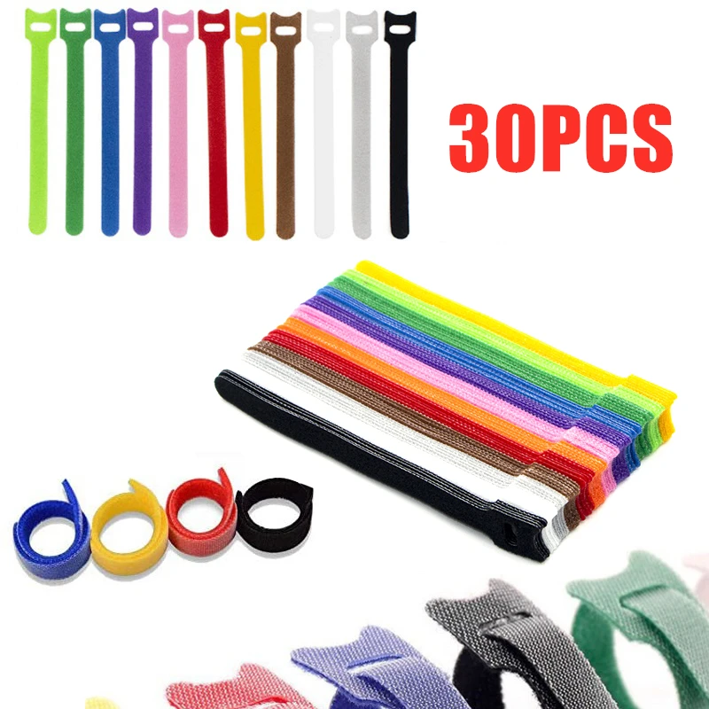 

30pcs/set 11colors Reusable Cable Ties Cord Nylon Strap Hook Loop Tidy Organiser Tool Tidy Hook High Quality Durable Performance