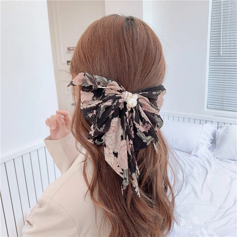 

Elegant Women Sweet Bow Pearl Hair Pins Cute Women's Duckbill Clip Back Hair Hairwear Jewelry Accessories Wholesale