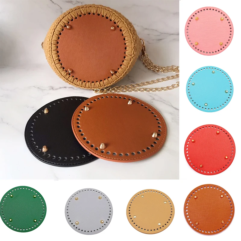 

15cm Knitted Leather Bag Bottoms Oval Round Bottom Bag Accessories PU Crossbody Shoulder Bags Bottom DIY Round Cross Pattern