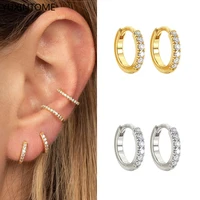 yuxintome 925 sterling silver needle ear buckle geometric diamond round circle hoop earrings for women men party crystal jewelry