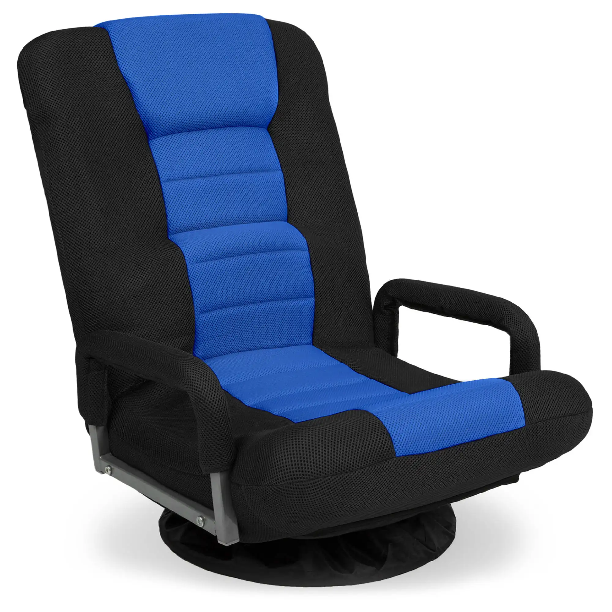 

360-Degree Swivel Gaming Floor Chair w/ Armrest Handles, Foldable Adjustable Backrest - Blue (US Stock)