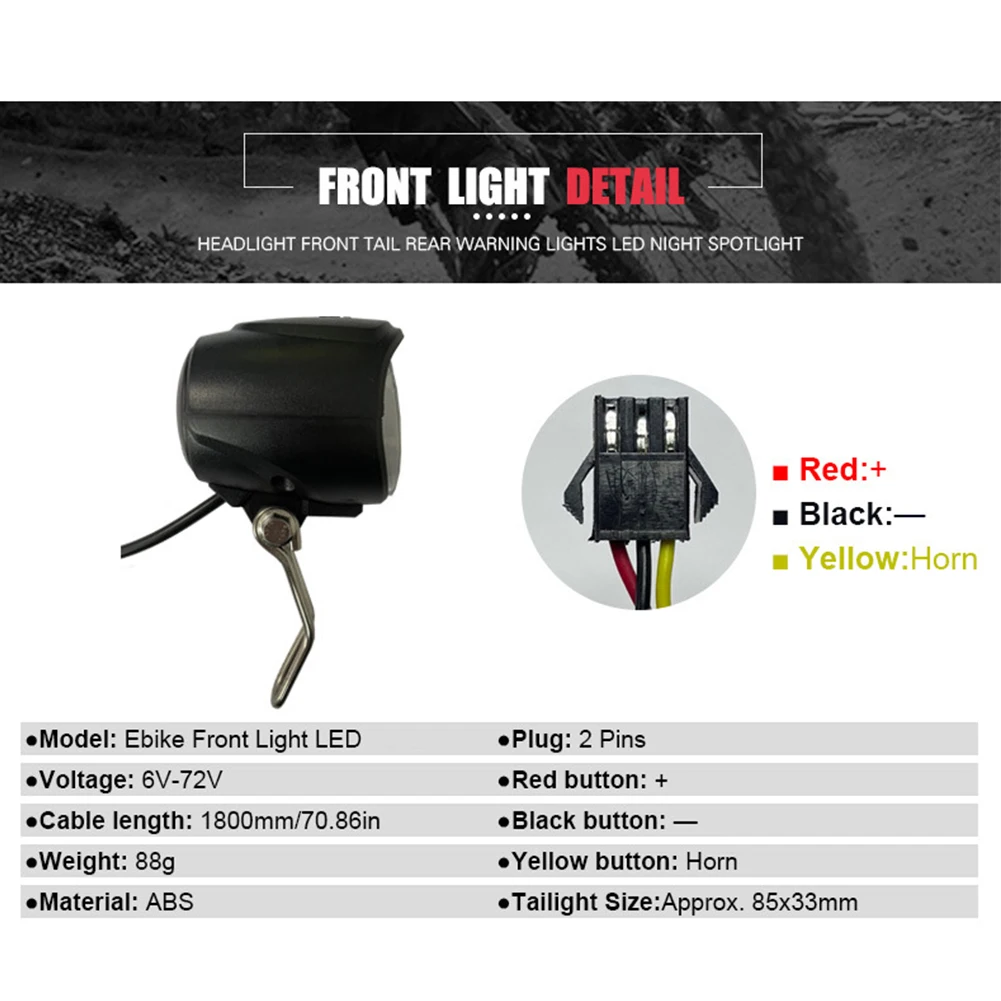 

Tail Lights Ebike Headlight Aluminum Alloy Electric Bike LED Brake Lamp Kit Light Switch 12-60V Universal Durable