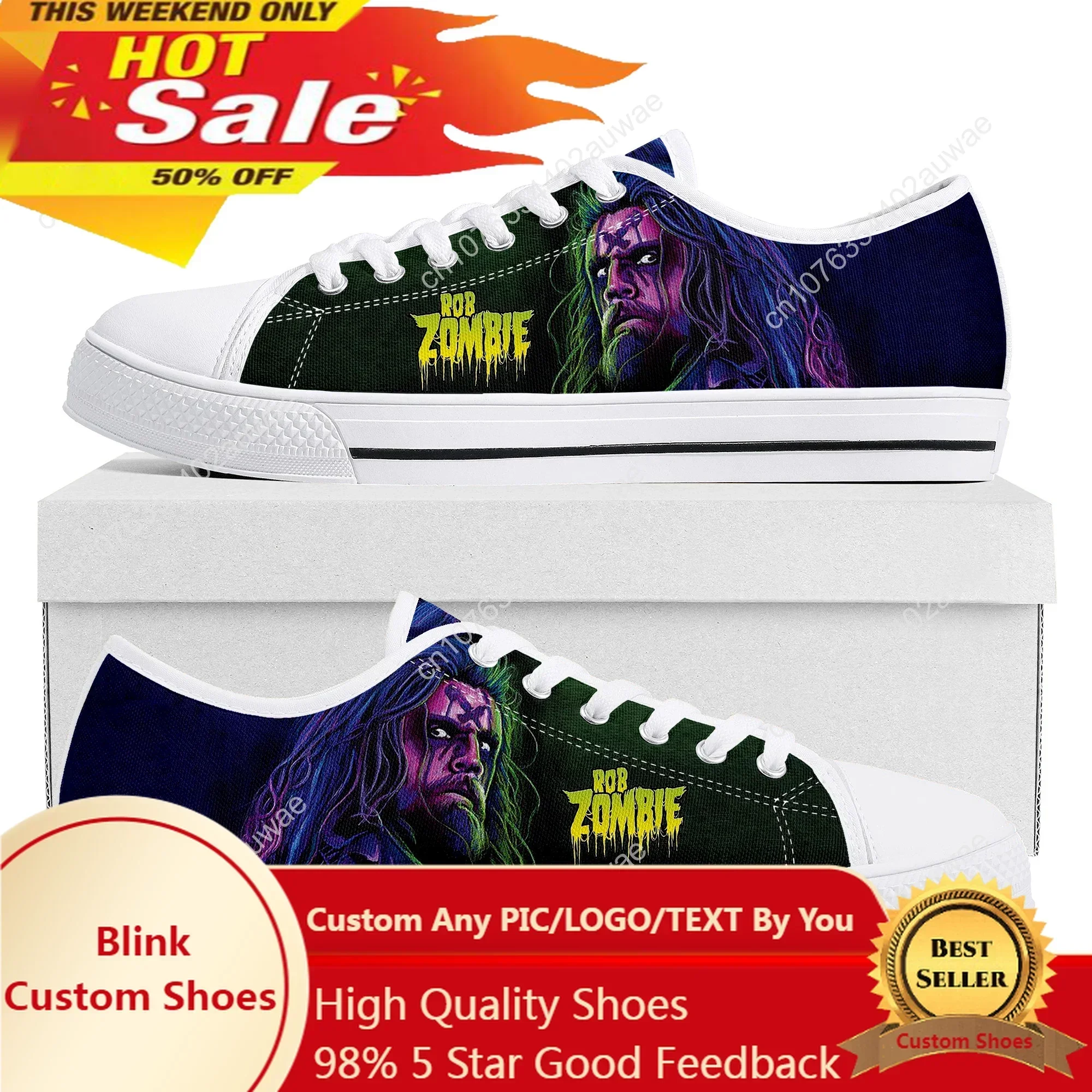 Фото Кроссовки Rob Zombie Rock Singer Low Top, высококачественные, для мужчин, женщин, подростков и детей, повседневные парные кеды из канваса, обувь на заказ №1
