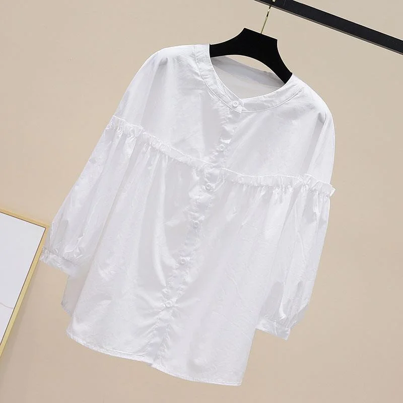 Женская блузка в полоску Повседневная кружевная рубашка с воротником-стойкой и