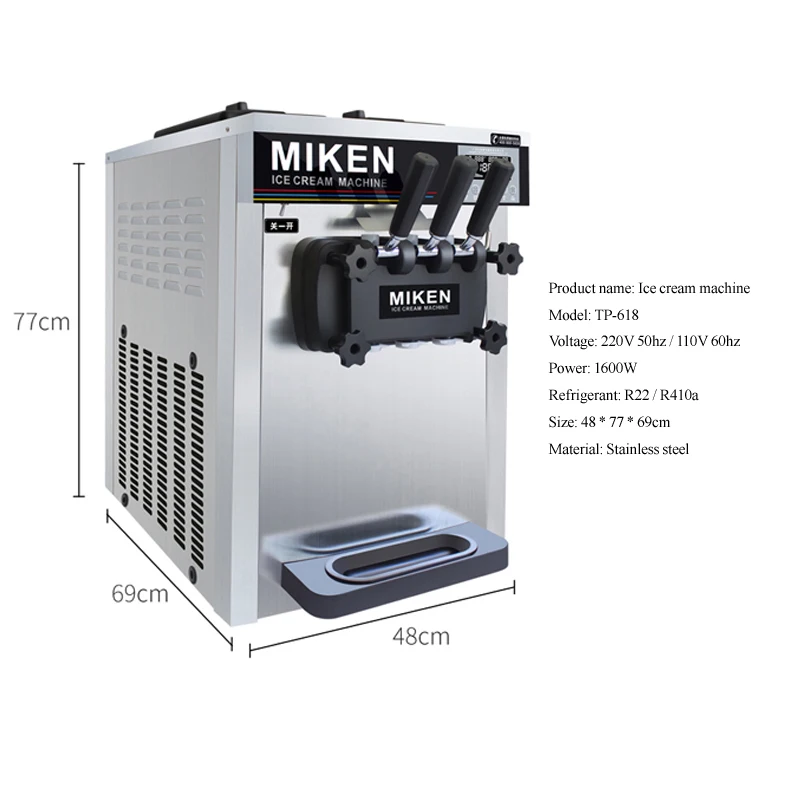 

New Style Table Top Small Soft Ice Cream Making Machine 3 Flavors Ice Cream Maker