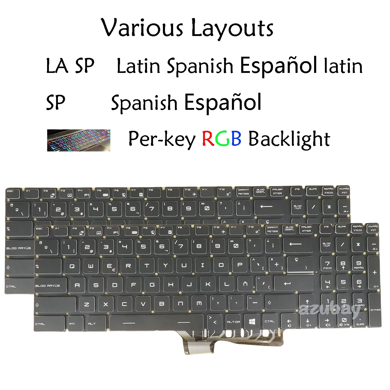 Фото Латинская испанская клавиатура для MSI GE63 GE73 GE63VR GE73VR GT63 GX63VR GS75 GE65 GE75 MS-16P3 MS-17C1 MS-16P1 Per-Key RGB с подсветкой №2