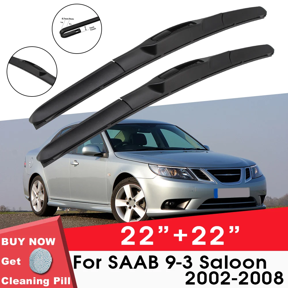 

Car Wiper Blade Front Window Windshield Rubber Wiper For SAAB 9-3 Saloon 2002-2008 22"+22" LHD RHD Car Accessories
