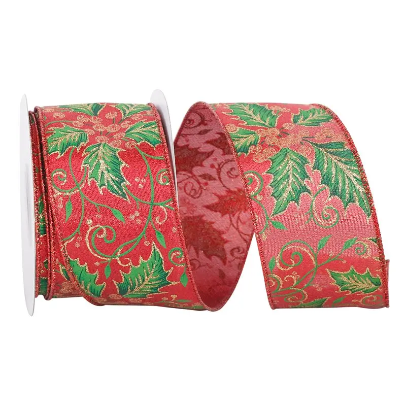 

Paper Christmas Holly Multi-color Metallic Ribbon, 10yd x 2.5in, 1/Pack