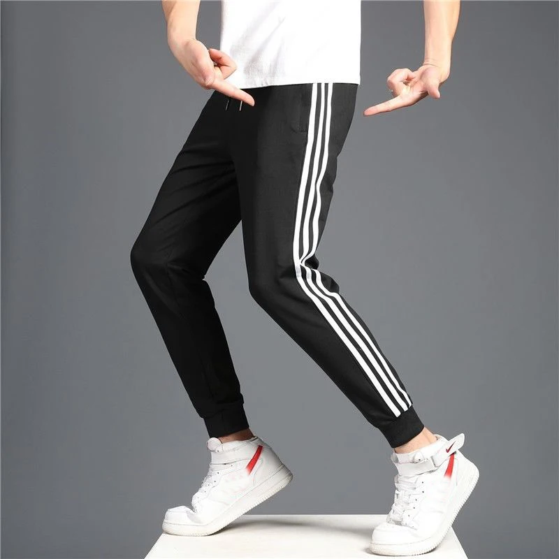 XL-5XL Man Black Striped Pants New Men's Clothing Casual Trousers Sport Jogging Tracksuits Sweatpants Harajuku Streetwear Pants