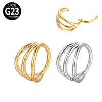 g23 titanium nose ring 3 sides out design side facing hinged segment punk perforated piercing cartilage helix earring jewelry