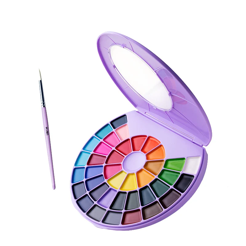 

HIMI 24/38 цветов Твердые акварельные краски в наборе порошок торт портативная металлическая коробка Акварель для студентов начинающих художе...