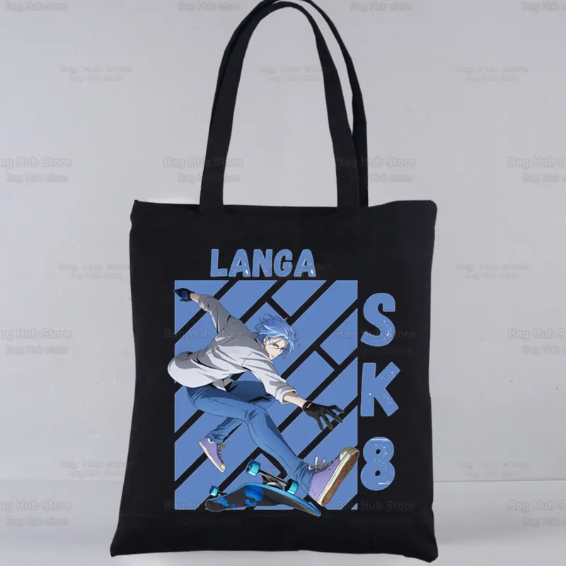 

SK8 The Infinity Black Women Skateboard Boys Handbags Canvas Tote Skate Infinity Anime Shopping Bags Reusable Shopping Bag Eco