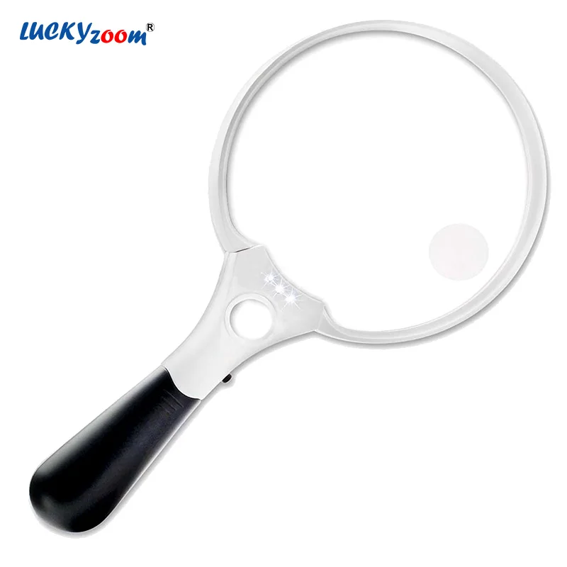 

2X 4X 25X Handheld Magnifying Glass With LED Lights Optical Glass Lens LED Illuminated Magnifier Reading Jewelry Loupe