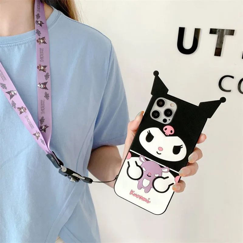 Custodia per telefono Anime Kuromi Kitty per IPhone 11 12 13 Pro Max Cover trasparente 12 13 Mini 6 7 8 Plus X XR XS MAX custodia morbida per cartoni animati