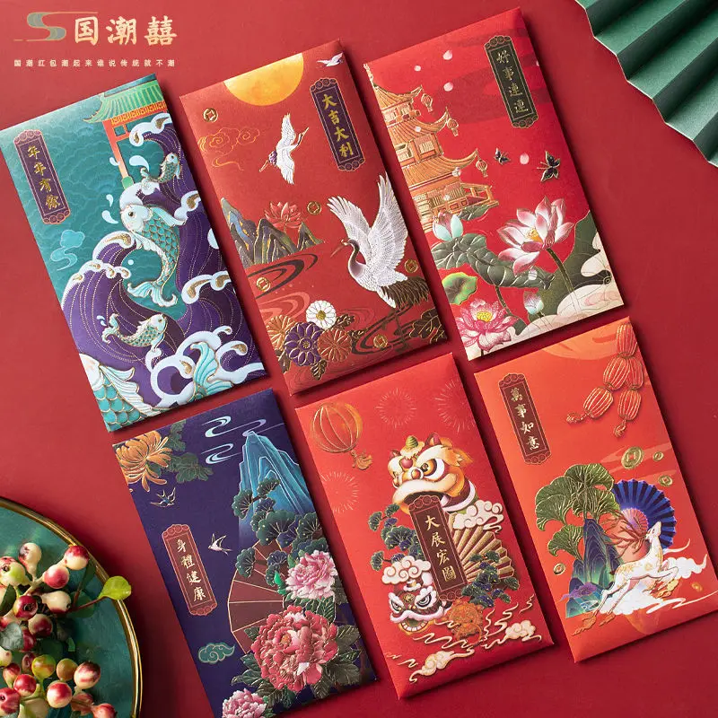 

6 шт китайский новый год 2023 кролик красный конверт Lucky Money Bless Карманный конверт китайские Новогодние украшения для детей подарок