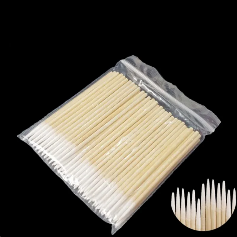 300PCS Short Wood Handle Small Pointed Tip Head Cotton Swab Eyebrow Tattoo Beauty Makeup Color Nail Seam Dedicated Dirty Picking