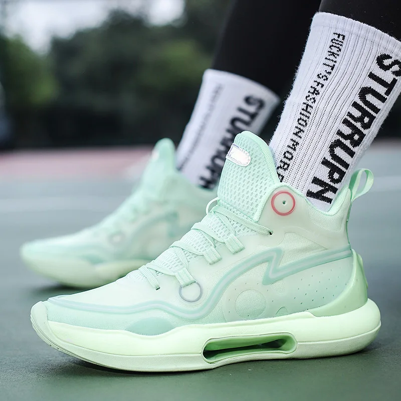 

Новинка лета 2023, высококачественные спортивные баскетбольные туфли на толстой нескользящей подошве, повседневные мужские баскетбольные туфли с фрикционным звуком