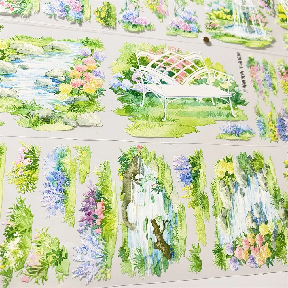 Фото Наклейка для скрапбукинга PET в винтажном стиле с видом на луг, серия Journal Half An Acre Flower Field, от Yuehai Research Institute №4