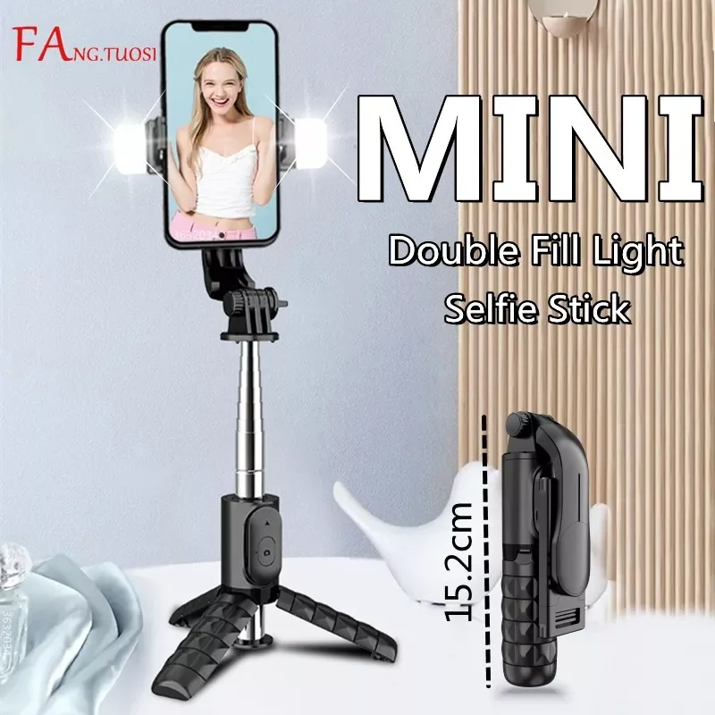 

FANGTUOSI Mini Wireless bluetooth selfie stick 2022 New style Foldable mini tripod with Fill Light For IOS Android