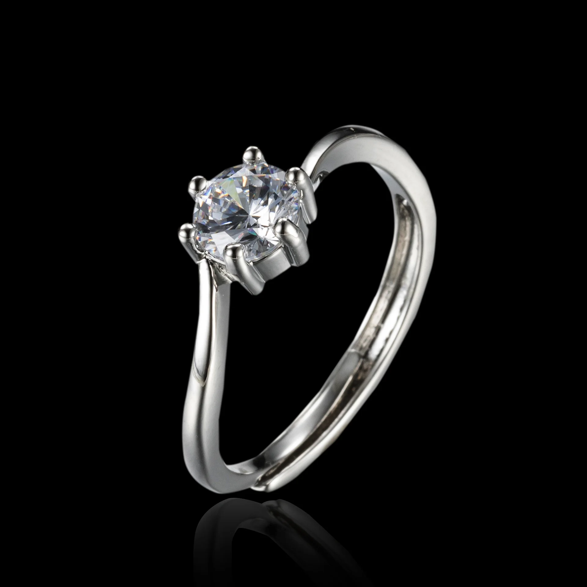 

brand genuine Luxury real jewels Online Red Broadcast Round Stone Heart Eight Arrow Female Four Six Claw Wedding Open Ring high