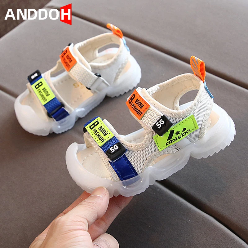 

Сандалии Baotou детские с мягкой подошвой, дышащие туфли на липучке, нескользящая обувь, повседневные босоножки для мальчиков, размеры 22-31