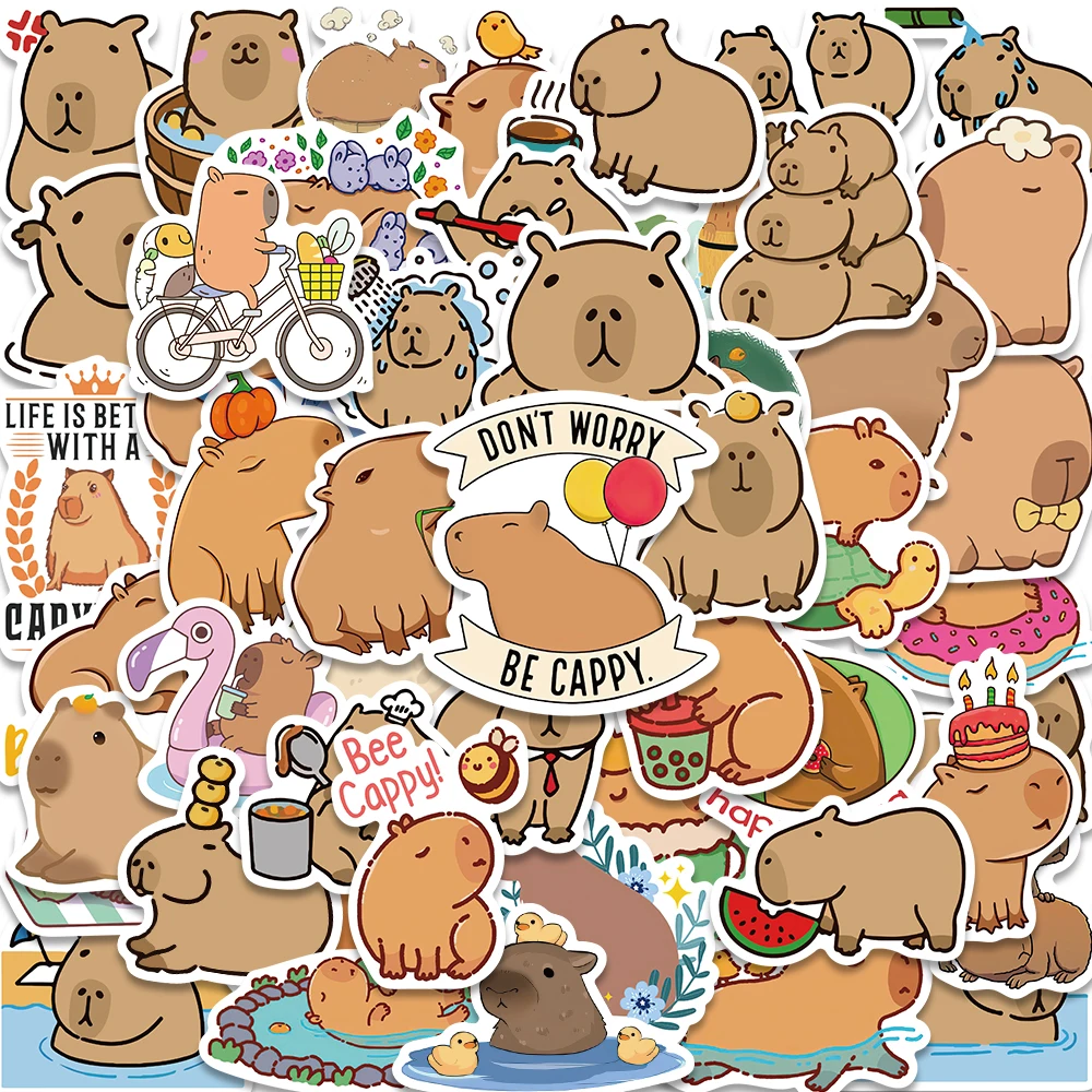 

10/50PCS Plump Capybara Cartoon Cute Brown Animals Stickers Scrapbook Laptop Phone Luggage Diary Car Motorcycle Sticker Kid Toy