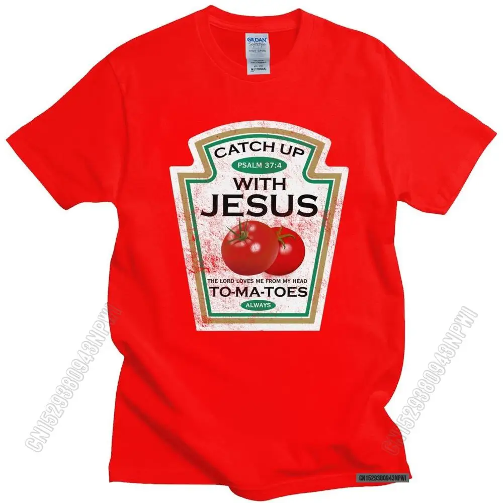 Camiseta Vintage vegana para hombre, camisa divertida de algodón con cuello redondo, de tomate, regalo Cristiano