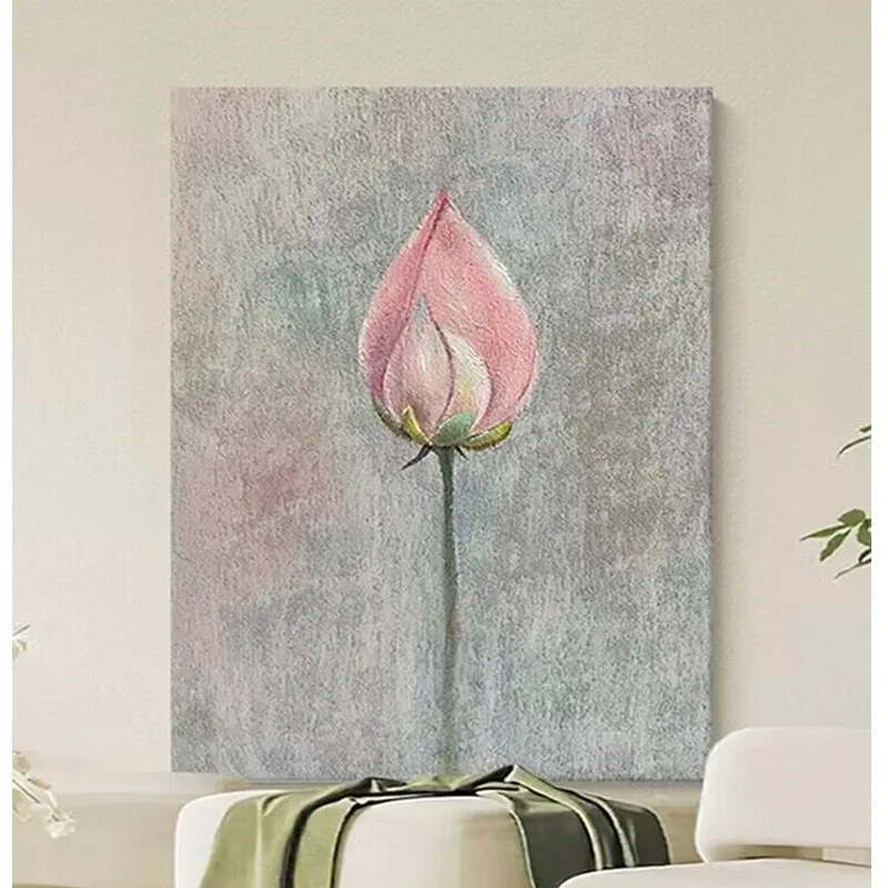 Картина маслом Лотос с бутонами ручная работа для спальни украшение дома