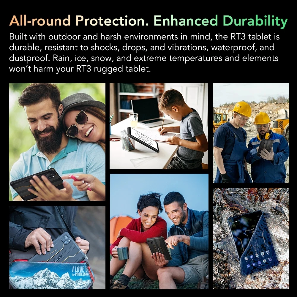 OUKITEL RT3 Mini Rugged Tablet 8 Inch HD Display 4GB+64GB Android 12 Tablets Helio P22 Octa Core 16MP Camera 5150mAh Battery Pad