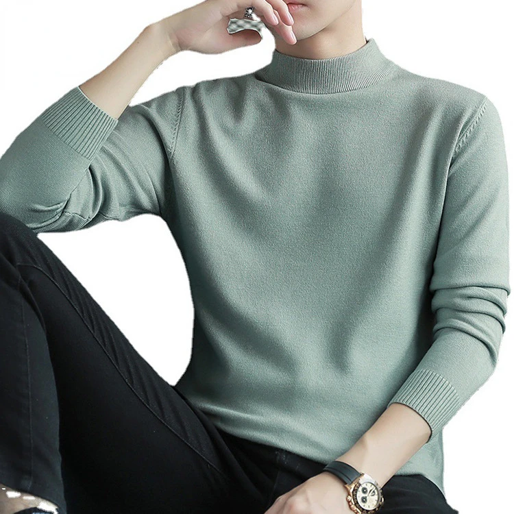 Men's light business solid color sweater half high collar bottoming sweater autumn winter knitwear sweater